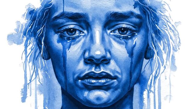 Sadness expressed through blue tones.