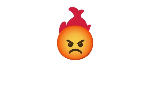 Fiery Emoji Expressing Intense Anger and Frustration on White Background.
