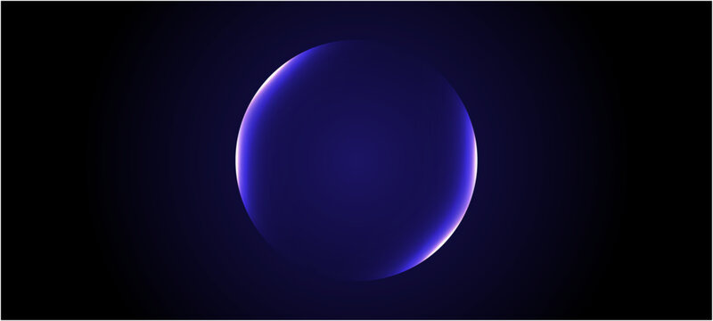 Neon futuristic 3d sphere of blue and purple glowing digital waves and particles. abstract blue background with glowing sphere