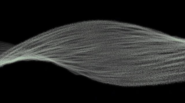 Abstract white particle wave flowing on black background seamless loop