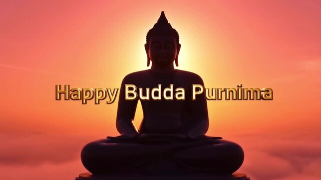 buddha silhouette statue at sunset with buddha purnima
