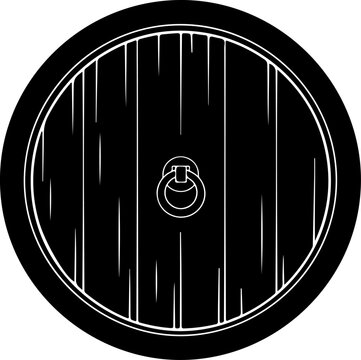 Round hobbit door silhouette vector illustration