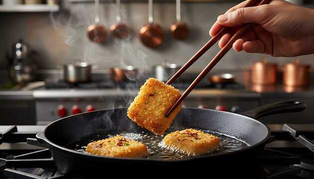 Cooking crispy fried food in skillet
