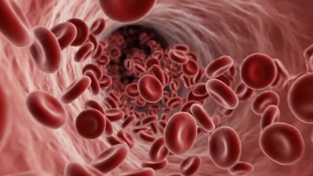 Blood Flow Inside Veins Animation with Red Blood Cells Medical Visualization