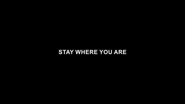 Stay where you are inspirational minimal quote clean black background.