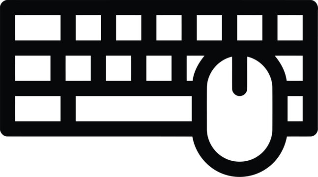 Computer keyboard and mouse icon, symbol for computer input devices and peripheral hardware for typing and pointing, graphic representation