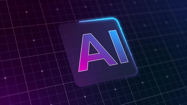 Video animation of a modern AI design icon with a glowing effect. Futuristic user interface in action, artificial intelligence system, advanced AI technology.