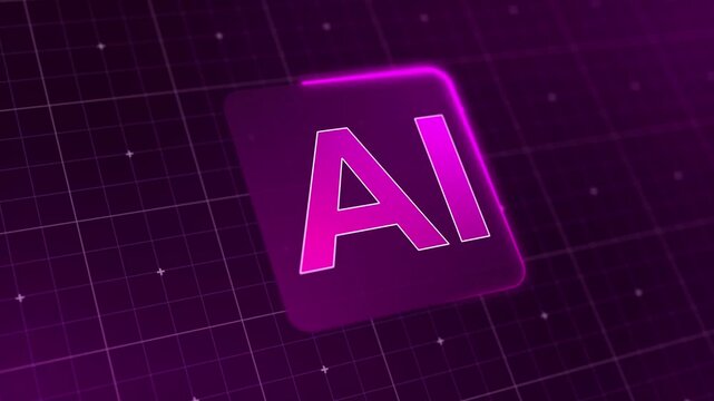 Video animation of a modern AI design icon with a glowing effect. Futuristic user interface in action, artificial intelligence system, advanced AI technology.