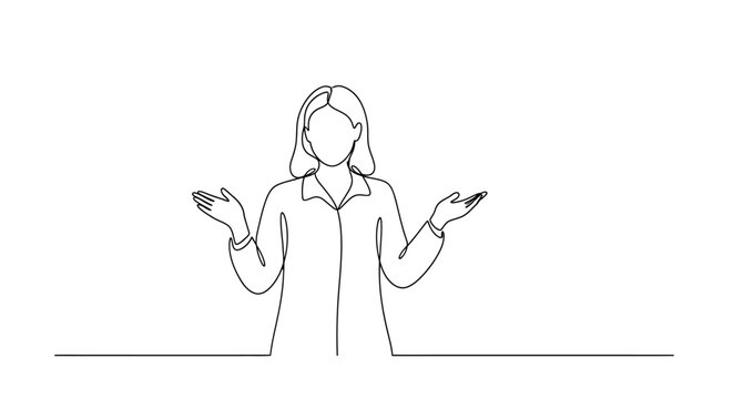 Woman Shrugging Shoulders, Expressing Uncertainty or Confusion