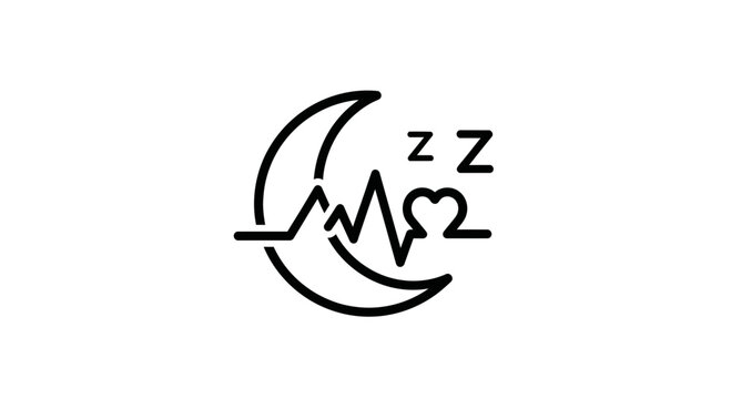 Sleep and Health Icon: Heartbeat, Moon, and Zzz Symbols for Rest and Wellness