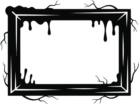Creepy Gothic Black Dripping Ink Frame With Spooky Bare Branches