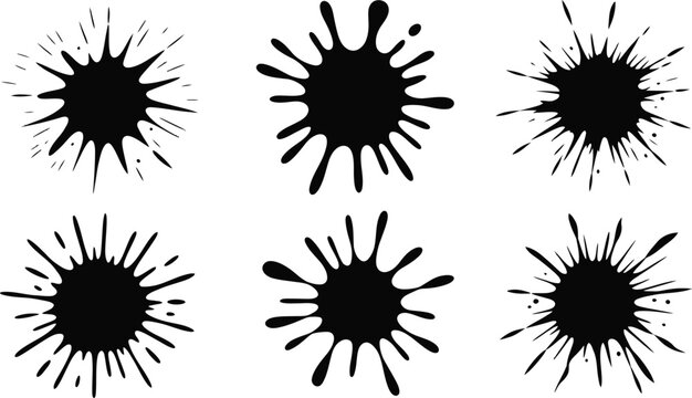 Minimalist Black Ink Splatter Blots and Sharp Paint Splash Elements