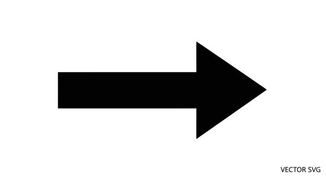 Black Arrow Icon Pointing Right on White Background - Vector Graphic