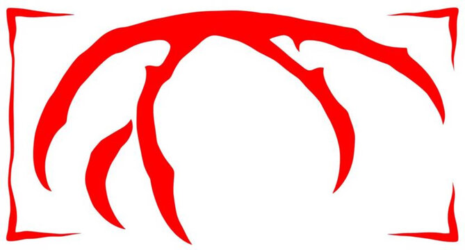 Abstract red vector illustration of a valentine heart symbol with a decorative ribbon design and a chili food sign for a holiday logo