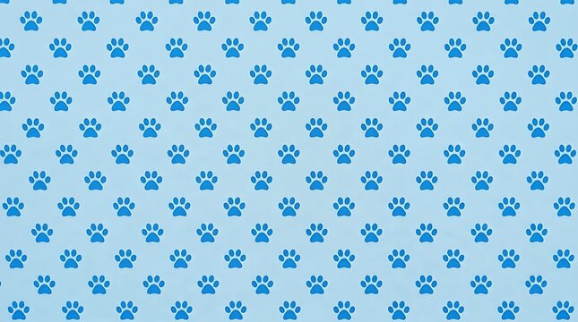 Blue paw print pattern background.