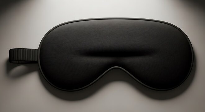 a black sleep mask on a gray background
