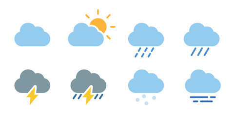Fototapeta premium Colorful weather icon set vector
