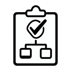 Obraz premium Vector graphic of a clipboard with a checklist and flowchart
