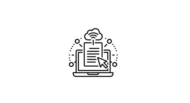 Cloud Computing Data Transfer Online Document Upload Laptop Icon