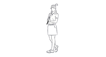 Obraz premium Golfer Woman Line Art