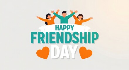 Fototapeta premium Happy friendship day celebrating bonds of friendship with joyful friends and heartfelt wishes