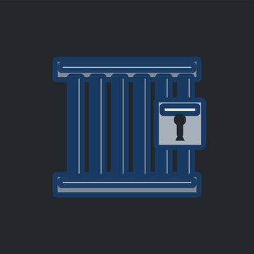 Prison bars with lock icon, jail security symbol, incarceration concept illustration, criminal justice system, detention and imprisonment vector