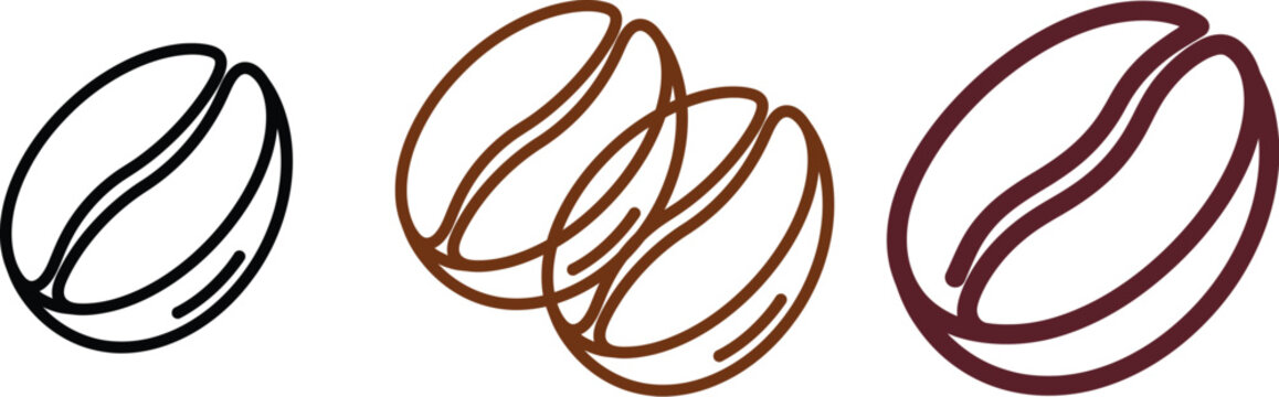 Coffee bean illustrations a trio of sketches in varying detail