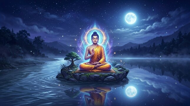 Buddha Purnima Greeting Poster with Spiritual and Peaceful Theme