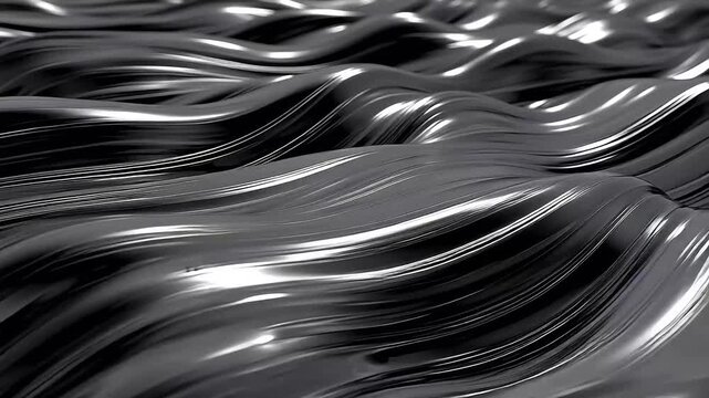 Digital silver wave curve sculpture abstract background