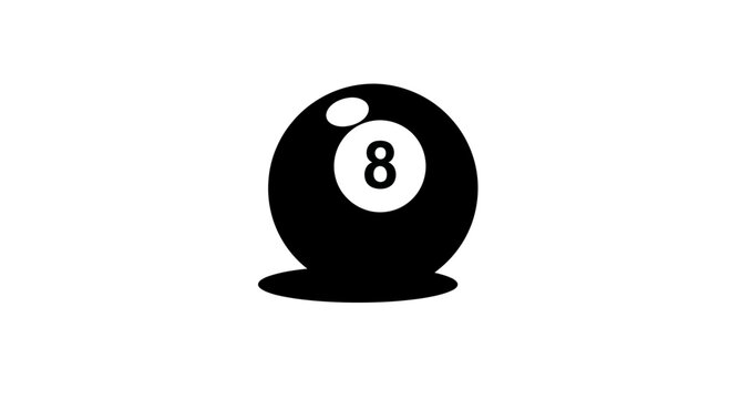 Black 8 Ball Pool Ball Icon Isolated on White Background