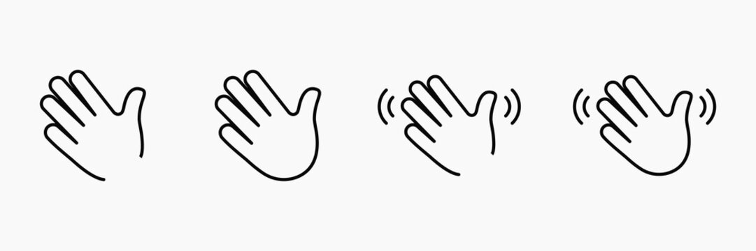 Waving hand icons in sequence vector set
