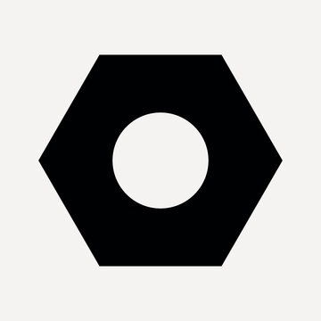 Black hexagon with central hole vector