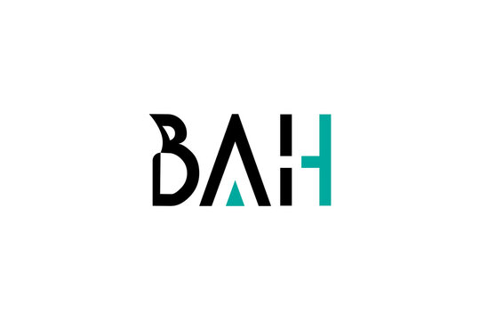 Stylized BAH Logo in Black and Teal with Geometric Typography for Creative Modern Brand Identity