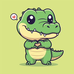 Fototapeta premium Cute Crocodile Making Heart Gesture Vector Illustration