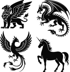 Fototapeta premium Unicorn logo set for children products and packaging
