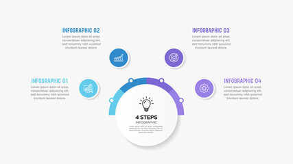 Fototapeta premium Vector infographic label design with circle infographics template design and 4-5-6 options or steps. Can be used for process diagram, presentations, workflow layout, banner, flow chart, info graph.