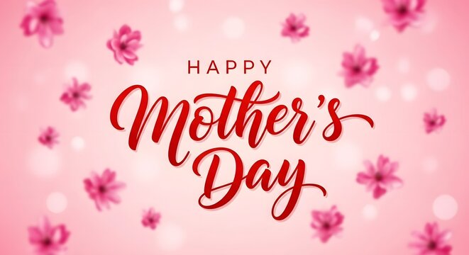Happy mother's day floral background pink and red celebration