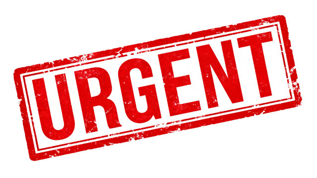 Vibrant red grunge stamp illustration featuring the compelling word 'URGENT' for immediate attention and critical communication, emphasizing priority and quick action