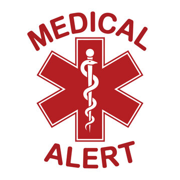 Red medical alert star of life symbol caduceus vector icon emergency healthcare ambulance EMS EMT design