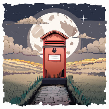 Red British Post Box Standing Alone.