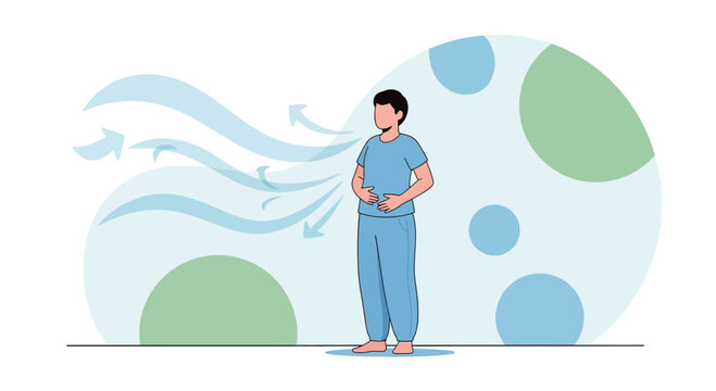 Person practicing deep breathing exercise for relaxation and stress relief