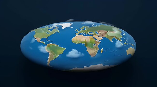 3D Earth Globe with Clouds and Continents on Dark Blue Background
