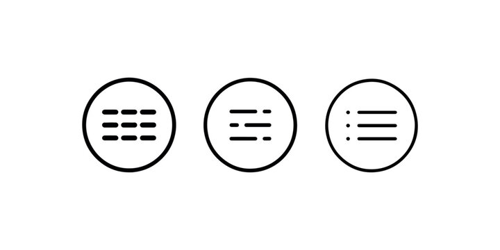Three menu icons with horizontal lines representing navigation, options, and settings for websites and mobile applications