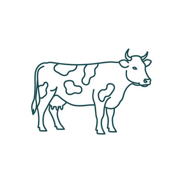 A simple line drawing of a giraffe with distinctive spots and ossicones illustration