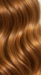 Naklejka premium Close Up of Wavy Ginger Hair Texture with Silky Shine and Natural Strands for Professional Salon Haircare Marketing and Beauty Product Shampoo Packaging