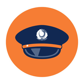 Vector of a police officer's cap on an orange background