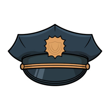 Vector of a police officer's hat with a gold badge