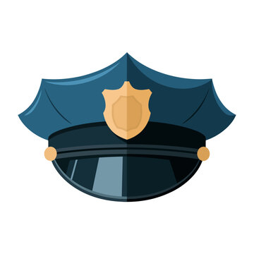 Vector of a police officer's hat with a gold badge