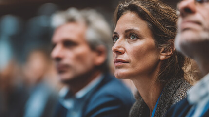 Fototapeta premium woman focused in a business conference setting
