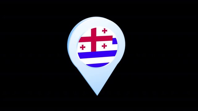 Ajaria Flag Location Pin Icon 3D Map Marker, Alpha Channel Included